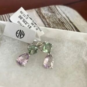 👑👸👑Royalty! 👸👑🌟NWT! *EFFY* ENY 17.20 TCW! Pink & Green Amethyst Earrings